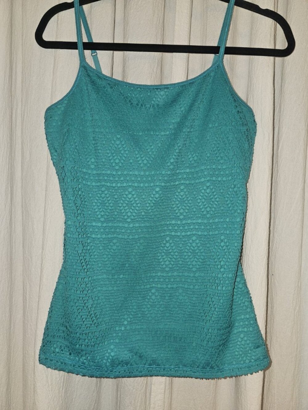 Express Turquoise Teal Lace Crochet Cami Tank Top Built In Bra Size M